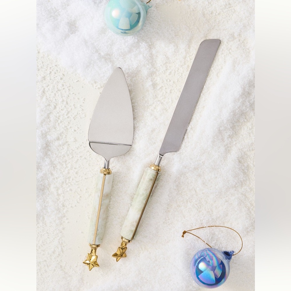 NEW Anthropologie New York City Ballet Marble Cake Serve Set